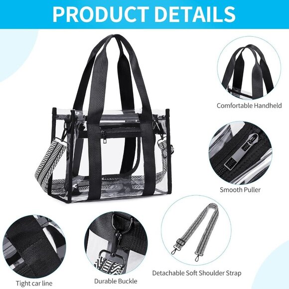 Durable Clear Bag with Inner & Outer Zipper for Concerts & Sports - Medium - Picture 5 of 7